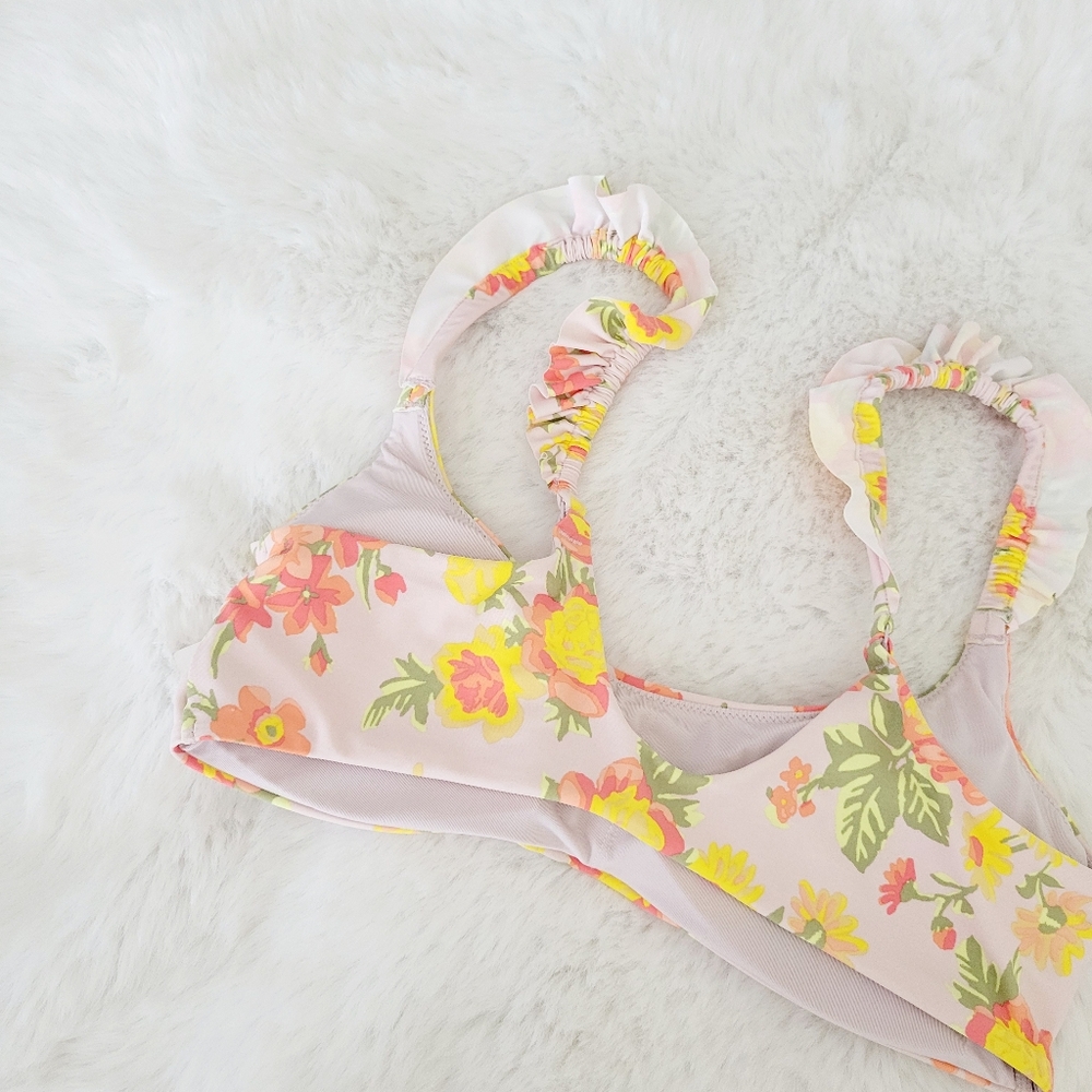 🍹AERIE RUFFLE SCOOP BIKINI TOP SIZE L & BOTTOM SIZE M - Picture 15 of 15